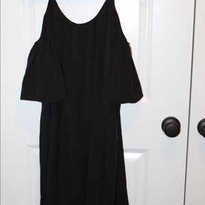French connection cold shoulder black mini dress